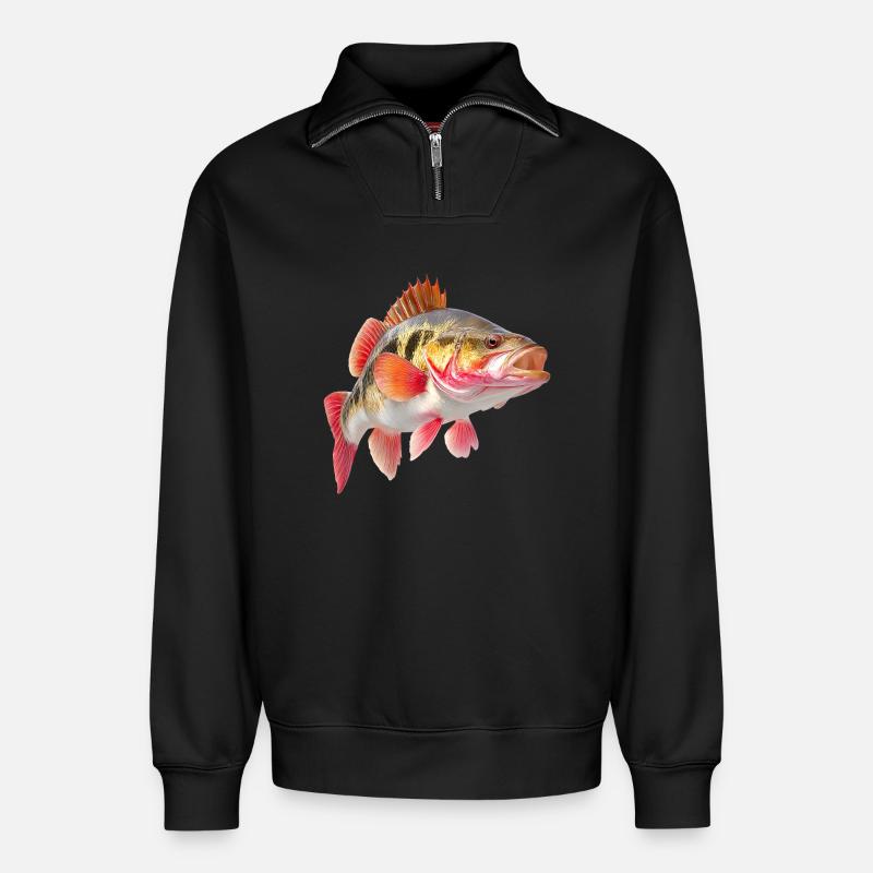 Leuchtender Barsch Farbexplosion - Relaxed Unisex Organic Half Zip Sweatshirt – von SPREAD - Schwarz