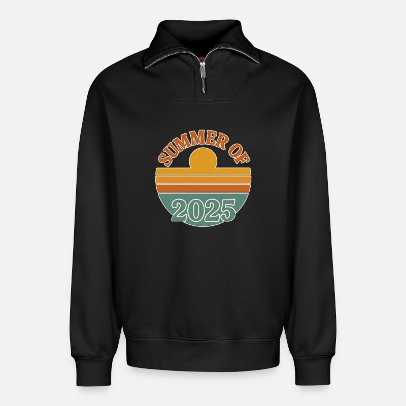 Sommer 2025 Retro Design - Relaxed Unisex Organic Half Zip Sweatshirt – von SPREAD - Schwarz