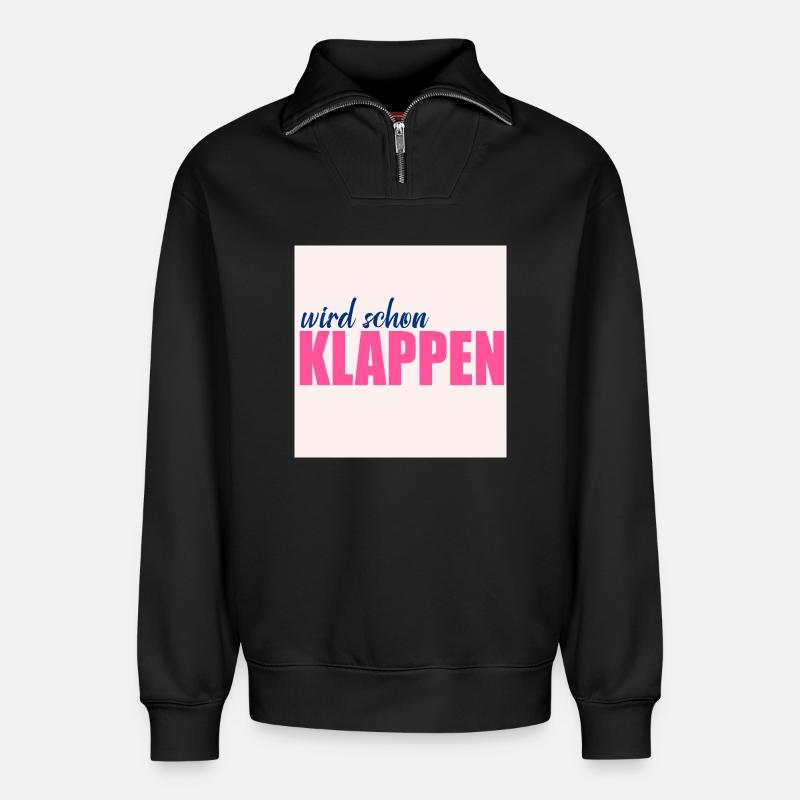 Will work out Optimism - Relaxed Unisex Organic Half Zip Sweatshirt – by SPREAD - black