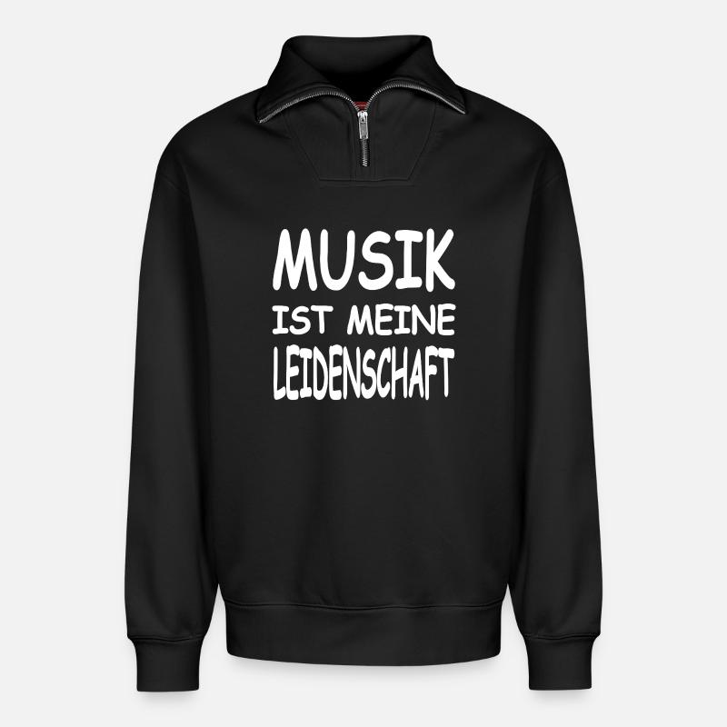 Musik - Relaxed Unisex Organic Half Zip Sweatshirt – von SPREAD - Schwarz
