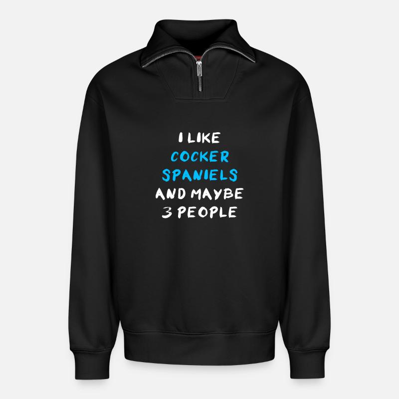 Cocker Spaniel - Relaxed Unisex Organic Half Zip Sweatshirt – von SPREAD - Schwarz