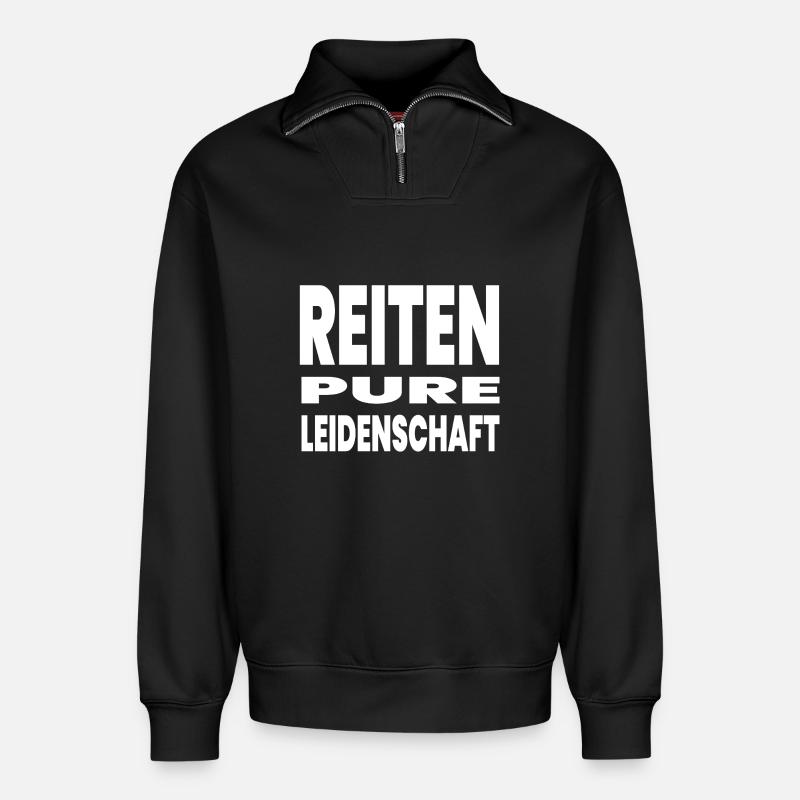 horses - Relaxed Unisex Organic Half Zip Sweatshirt – by SPREAD - black