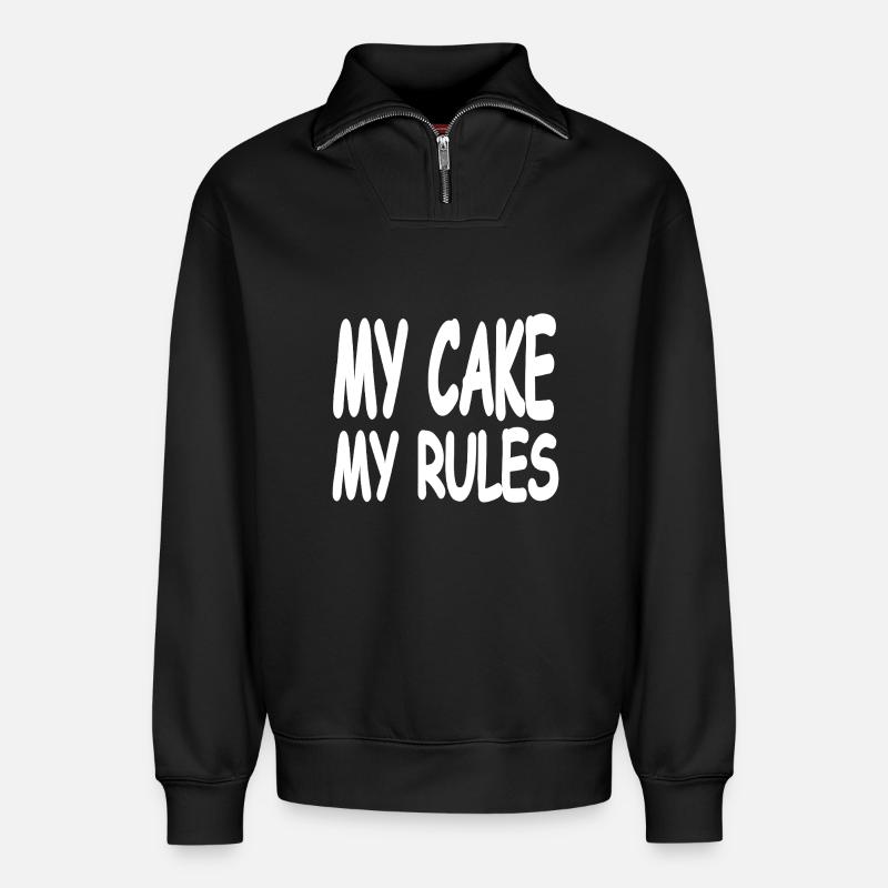 Cake - Relaxed Unisex Organic Half Zip Sweatshirt – by SPREAD - black
