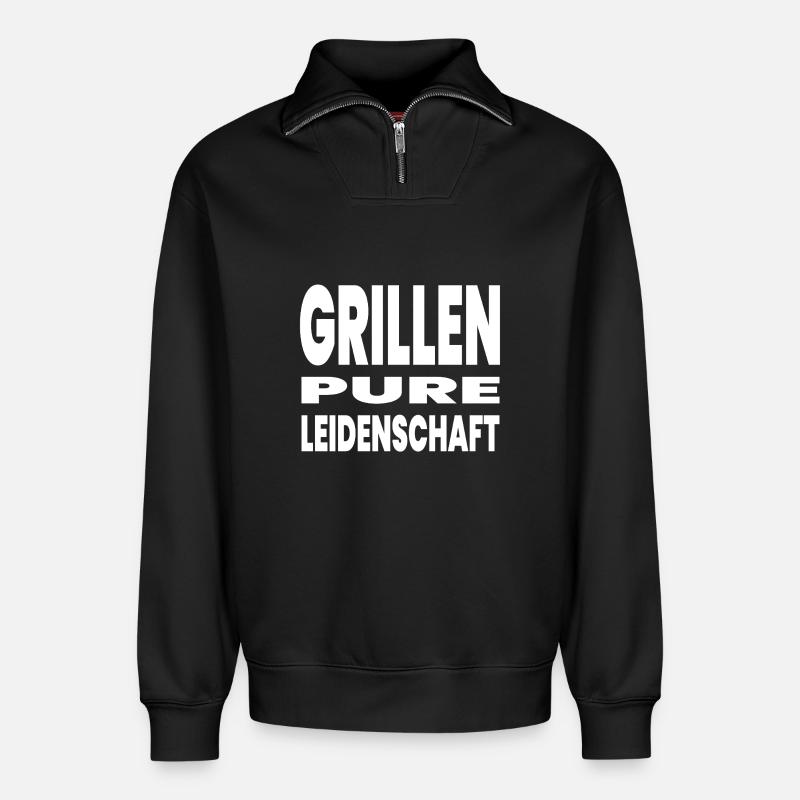 Grill - Relaxed Unisex Organic Half Zip Sweatshirt – by SPREAD - black