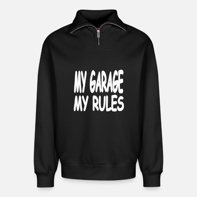 Garage - Relaxed Unisex Organic Half Zip Sweatshirt – von SPREAD - Schwarz