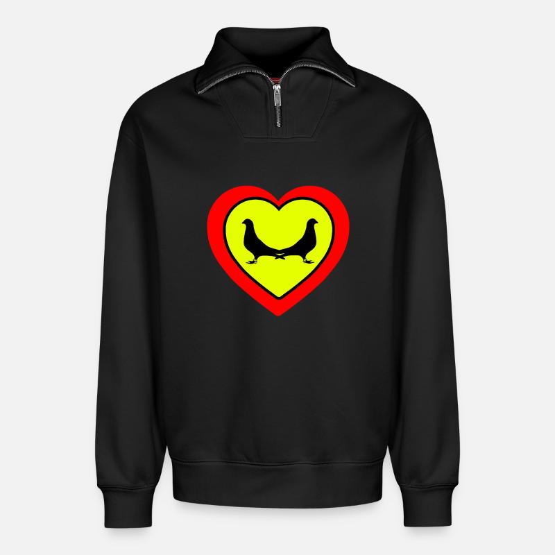 Tauben - Relaxed Unisex Organic Half Zip Sweatshirt – von SPREAD - Schwarz