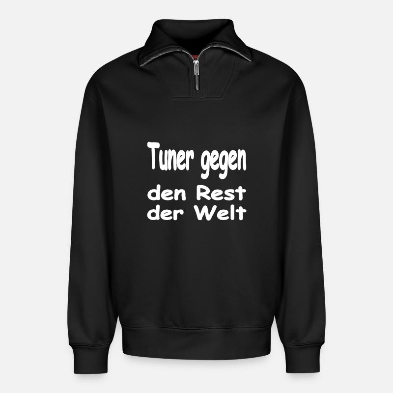 tuner - Relaxed Unisex Organic Half Zip Sweatshirt – by SPREAD - black
