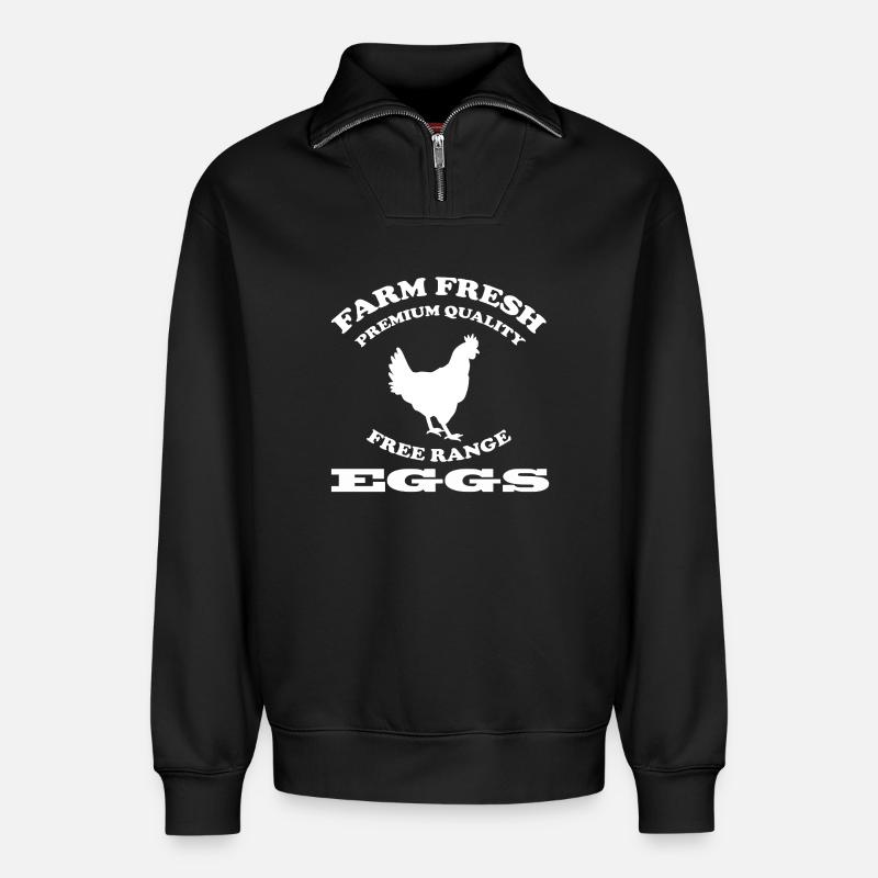 Oeuf - Sweat unisexe décontracté en coton biologique à demi-zip – de SPREAD - noir