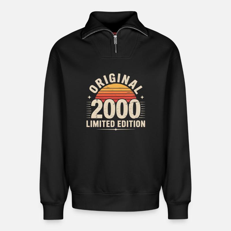Sunset Retro 2000 Limitierte Auflage - Relaxed Unisex Organic Half Zip Sweatshirt – von SPREAD - Schwarz