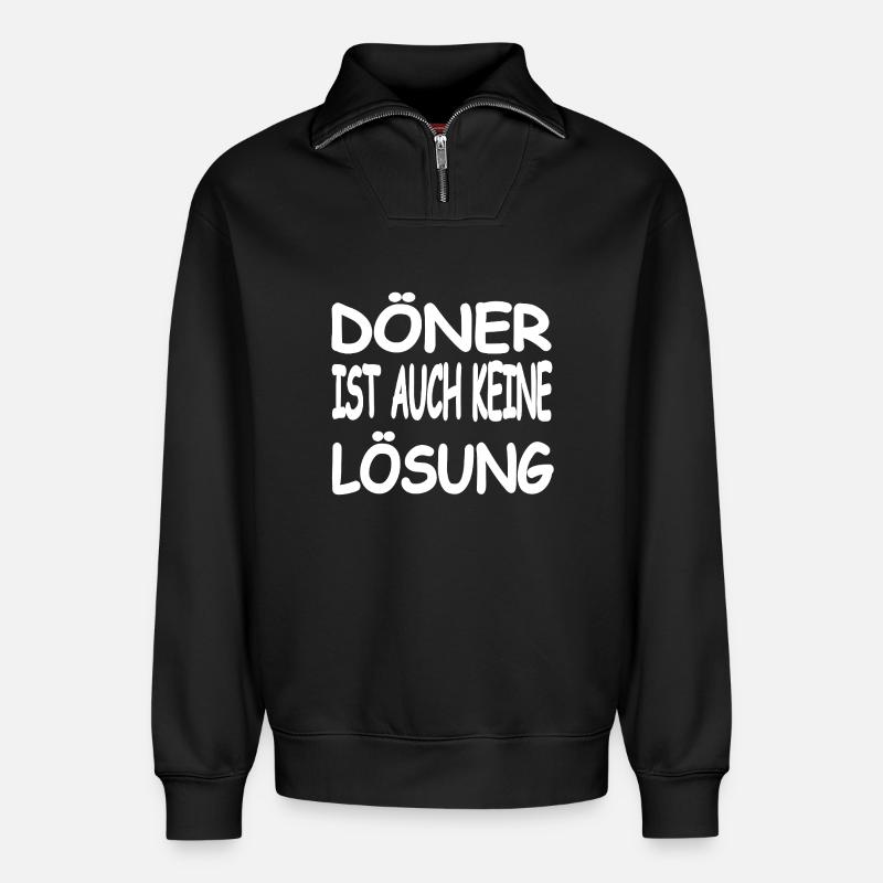 Döner - Relaxed Unisex Organic Half Zip Sweatshirt – von SPREAD - Schwarz