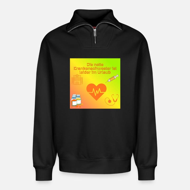 Krankenschwester im Urlaub Humor - Relaxed Unisex Organic Half Zip Sweatshirt – von SPREAD - Schwarz