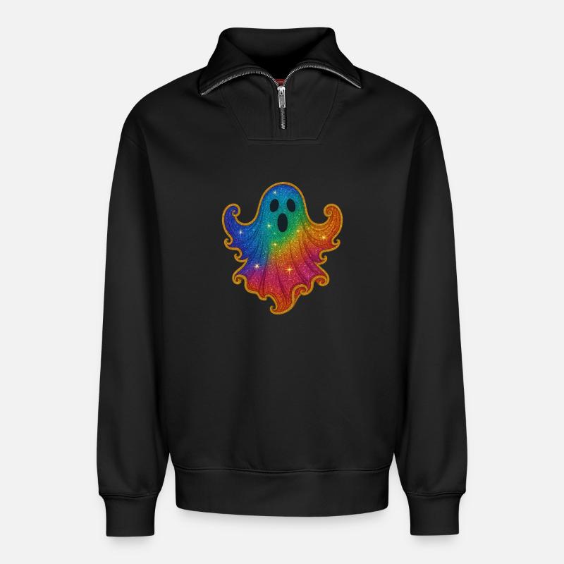 Regenbogen Geist Glitzer - Sweat unisexe décontracté en coton biologique à demi-zip – de SPREAD - noir