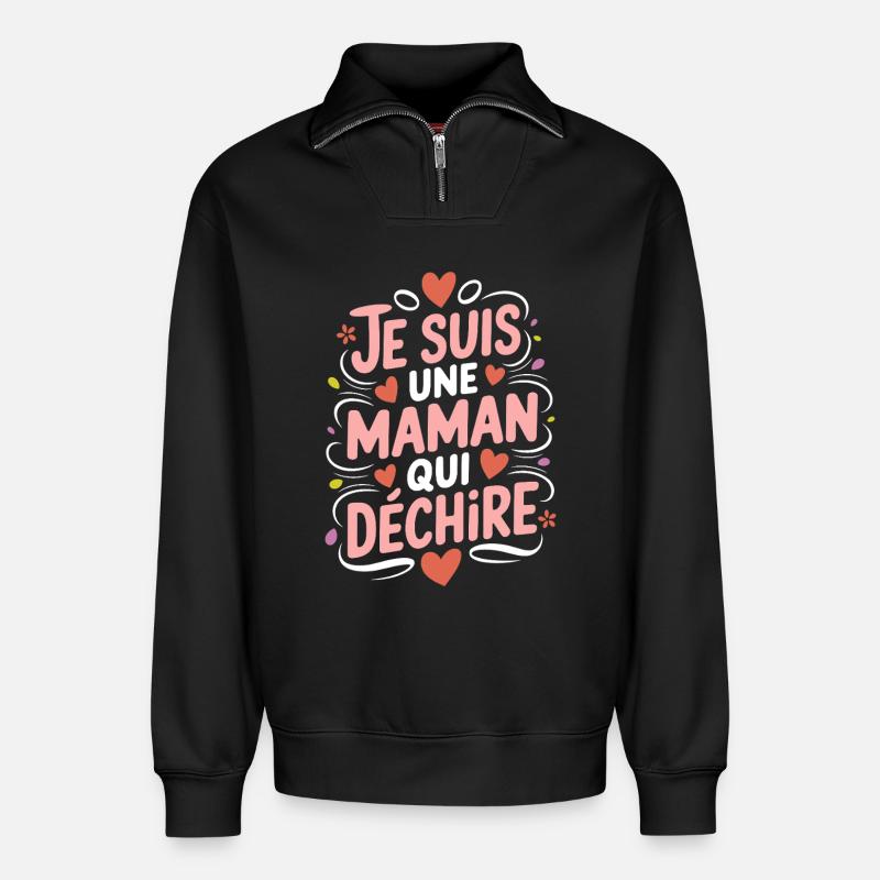 Ich bin eine Killer-Mutter - Relaxed Unisex Organic Half Zip Sweatshirt – von SPREAD - Schwarz