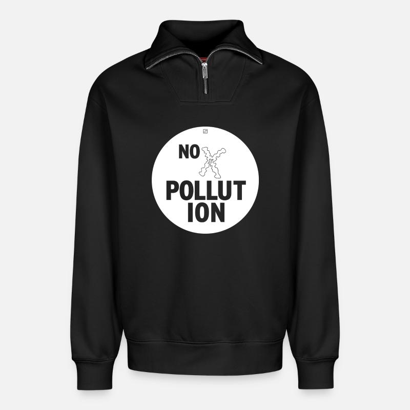 NO POLLUTION - Relaxed Unisex Organic Half Zip Sweatshirt – von SPREAD - Schwarz