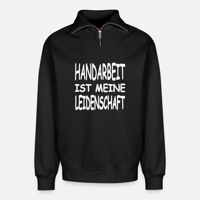 Handarbeit - Relaxed Unisex Organic Half Zip Sweatshirt – von SPREAD - Schwarz