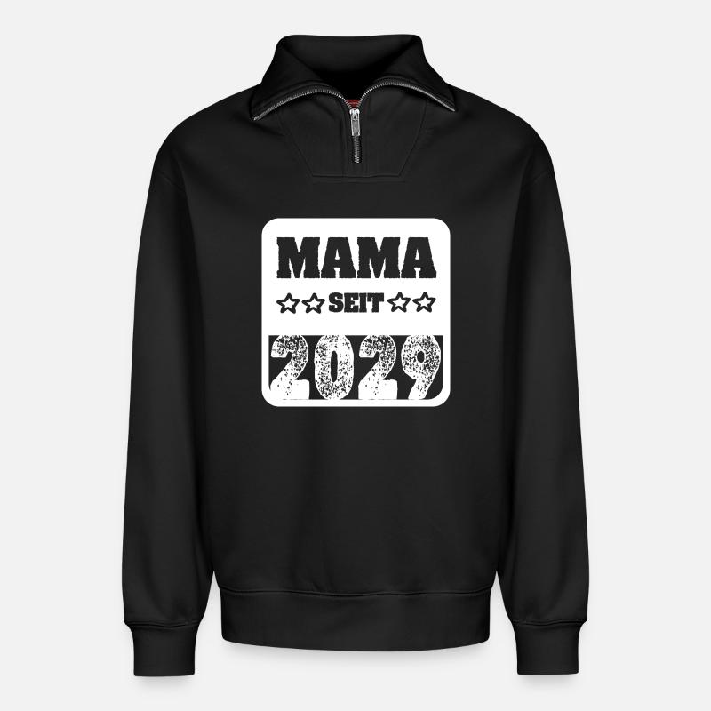 Maman 2029 - Sweat unisexe décontracté en coton biologique à demi-zip – de SPREAD - noir