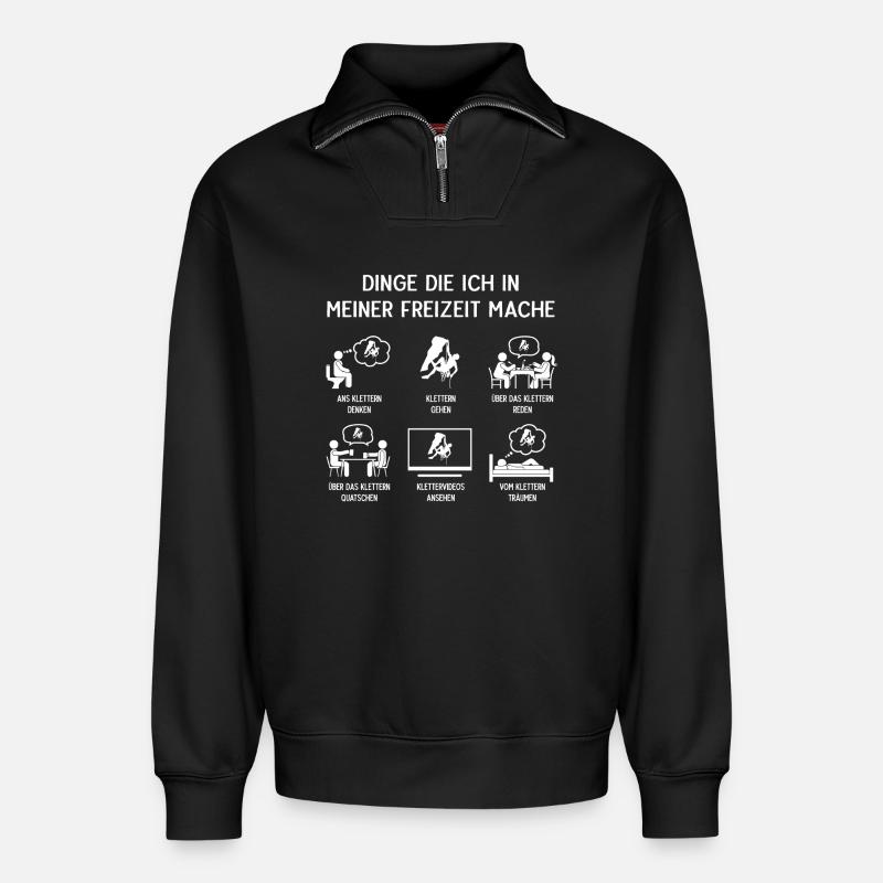 Kletterer Klettern Humor Freizeit - Relaxed Unisex Organic Half Zip Sweatshirt – von SPREAD - Schwarz