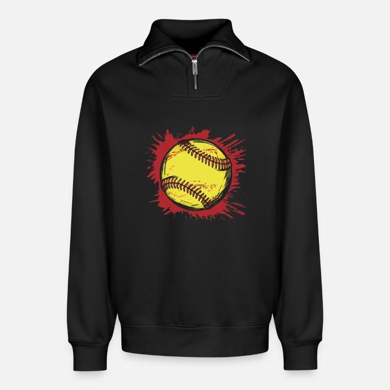 Softball - Relaxed Unisex Organic Half Zip Sweatshirt – von SPREAD - Schwarz