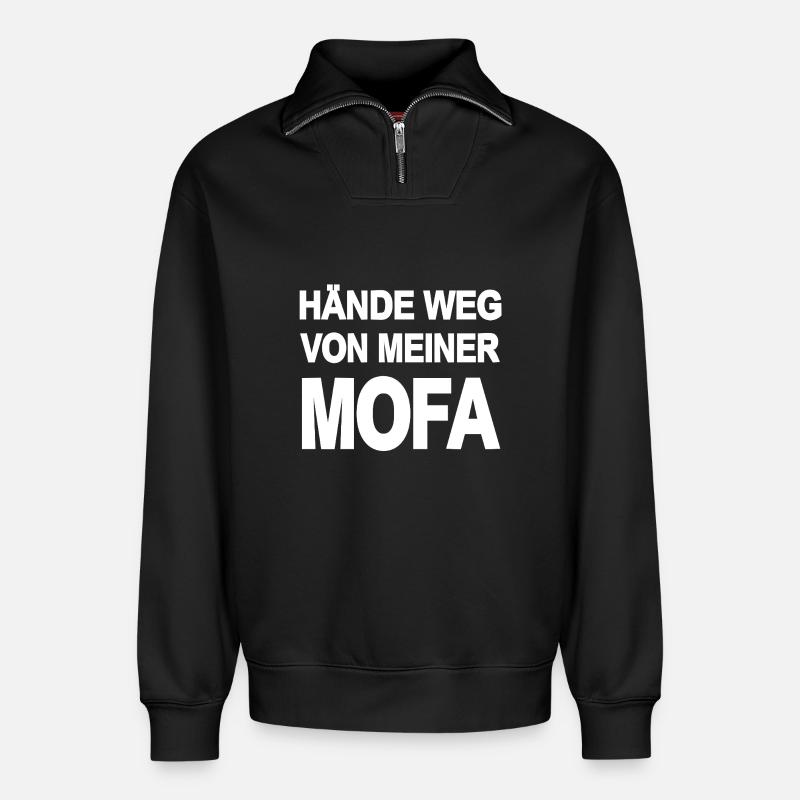 Moped - Relaxed Unisex Organic Half Zip Sweatshirt – by SPREAD - black