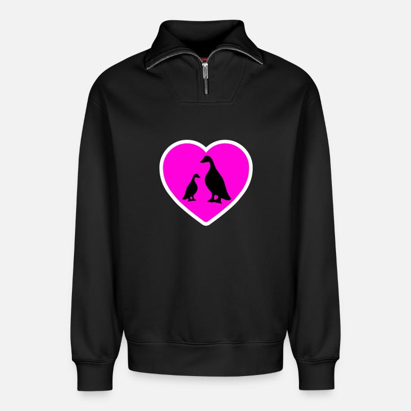 Ducks - Relaxed Unisex Organic Half Zip Sweatshirt – by SPREAD - black