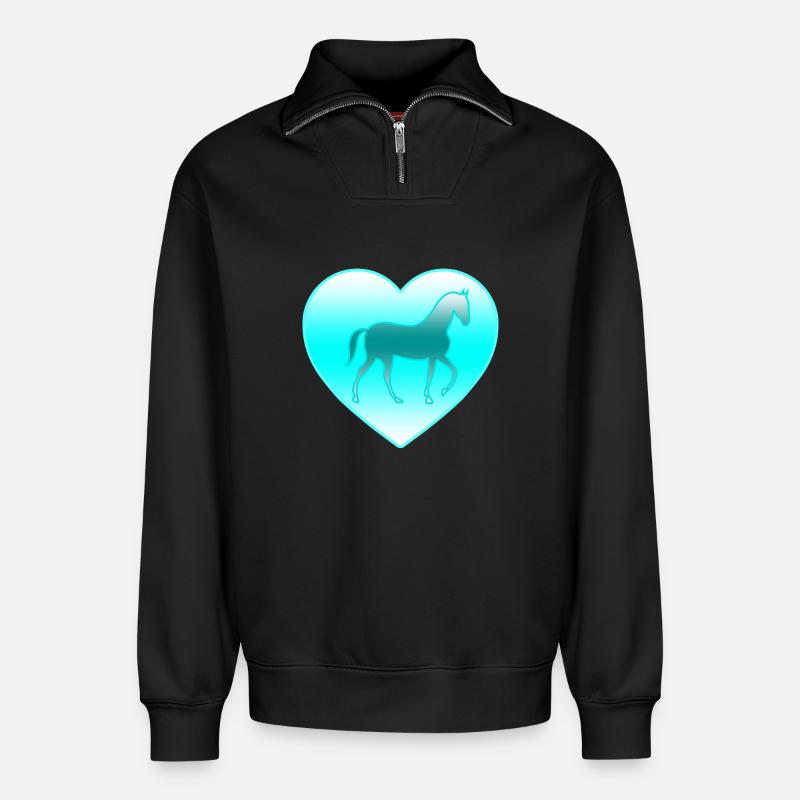 horses - Relaxed Unisex Organic Half Zip Sweatshirt – by SPREAD - black