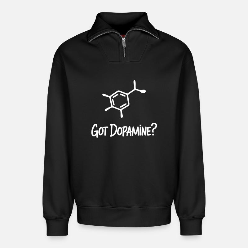 Dopaminmolekül Tee - Relaxed Unisex Organic Half Zip Sweatshirt – von SPREAD - Schwarz