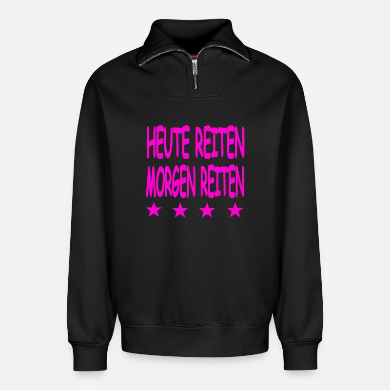 Reiten - Relaxed Unisex Organic Half Zip Sweatshirt – von SPREAD - Schwarz