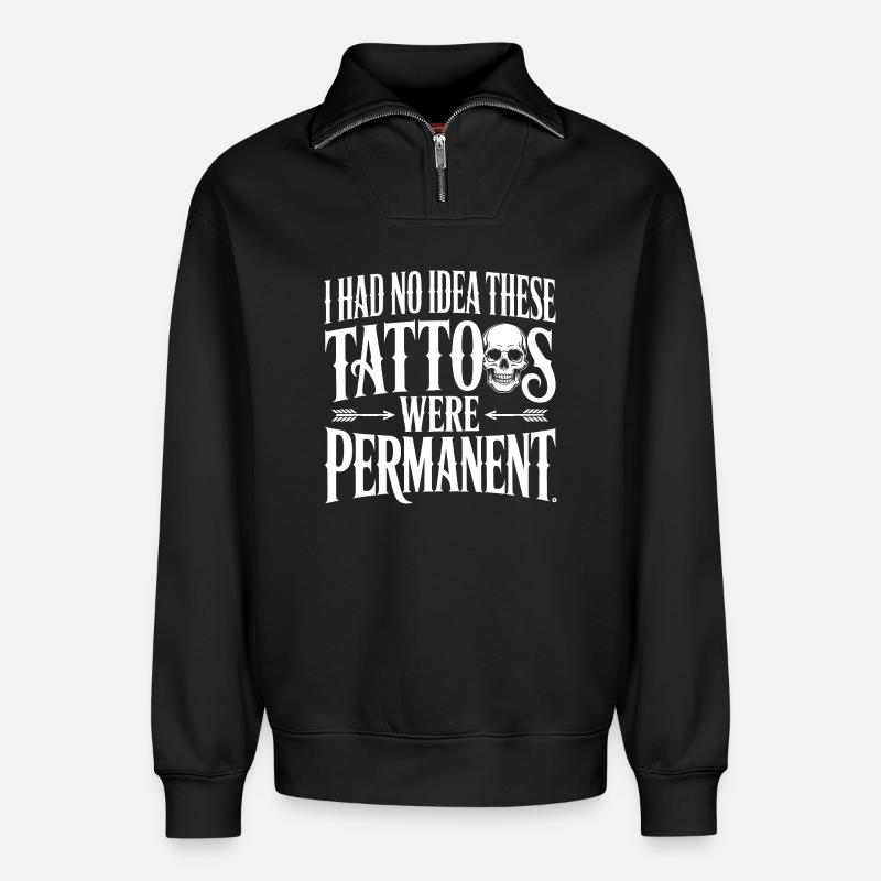 Tattoos waren ein dauerhaftes Zitat. - Relaxed Unisex Organic Half Zip Sweatshirt – von SPREAD - Schwarz