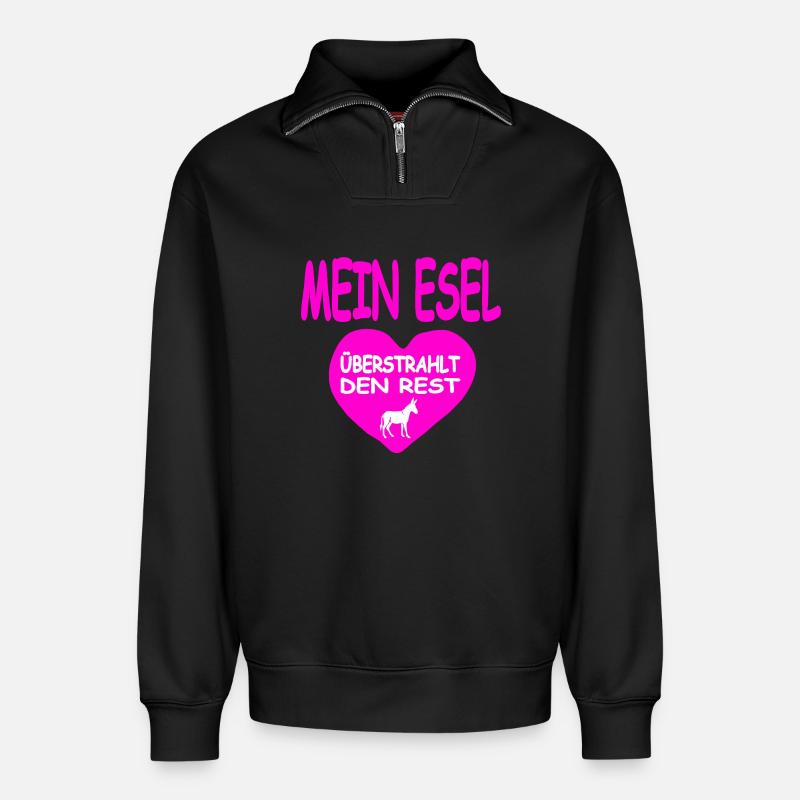 Esel - Relaxed Unisex Organic Half Zip Sweatshirt – von SPREAD - Schwarz
