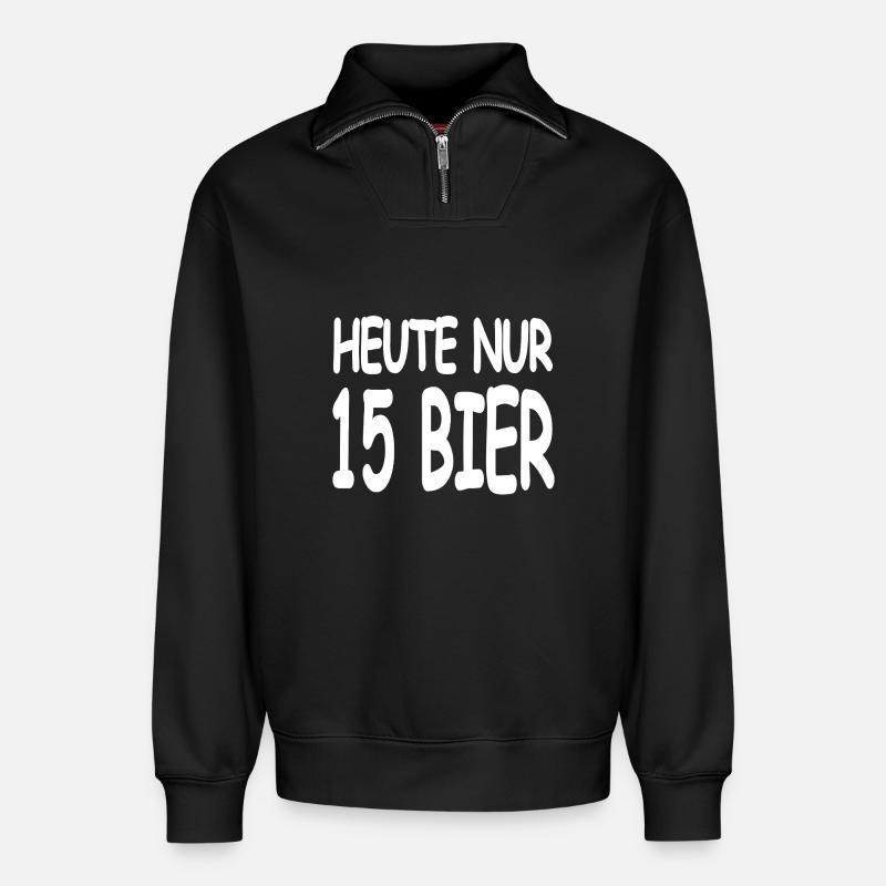 Bier - Relaxed Unisex Organic Half Zip Sweatshirt – von SPREAD - Schwarz