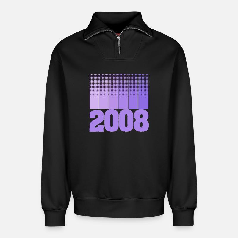 Geboren 2008 - Relaxed Unisex Organic Half Zip Sweatshirt – von SPREAD - Schwarz
