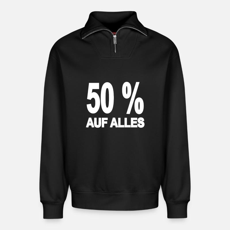 Rabatt - Relaxed Unisex Organic Half Zip Sweatshirt – von SPREAD - Schwarz