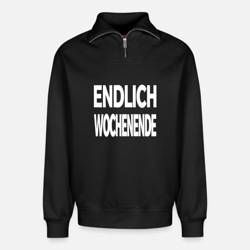 Weekend - Sweat unisexe décontracté en coton biologique à demi-zip – de SPREAD - noir