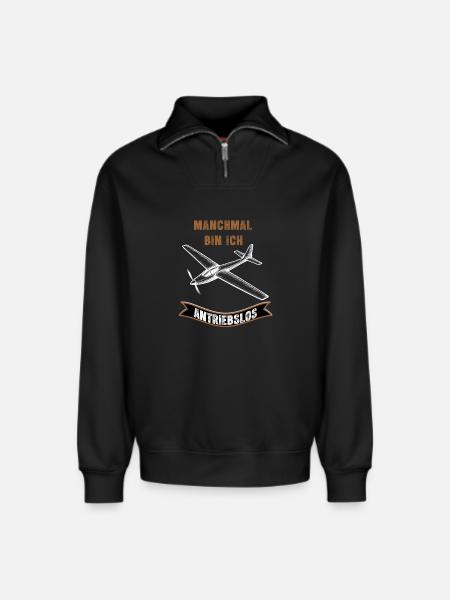 Manchmal Bin Ich Antriebslos Flugzeug - Relaxed Unisex Organic Half Zip Sweatshirt – von SPREAD - Schwarz
