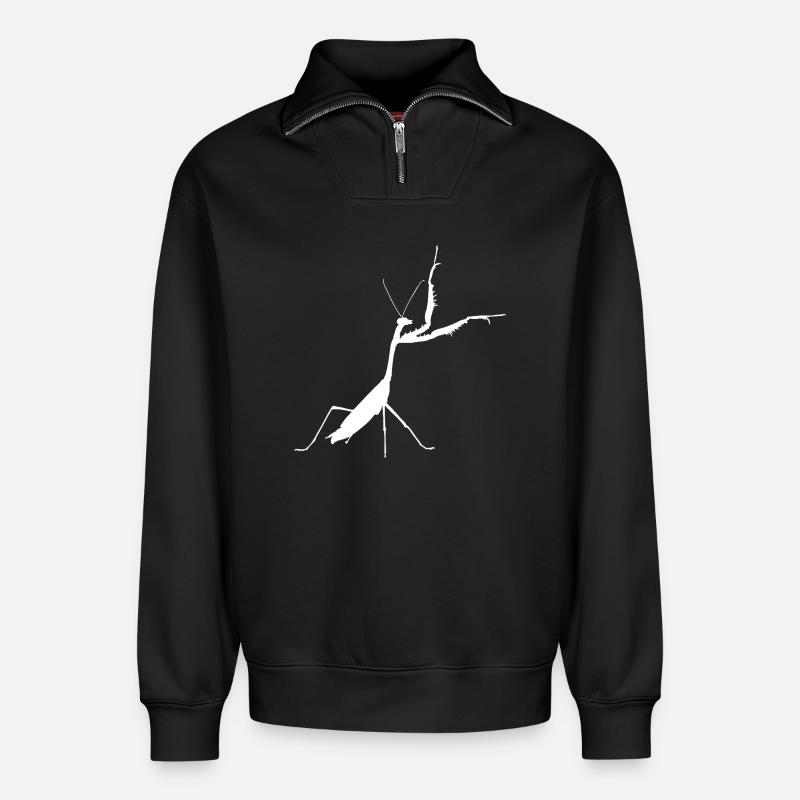 Gottesanbeterin weiss - Relaxed Unisex Organic Half Zip Sweatshirt – von SPREAD - Schwarz