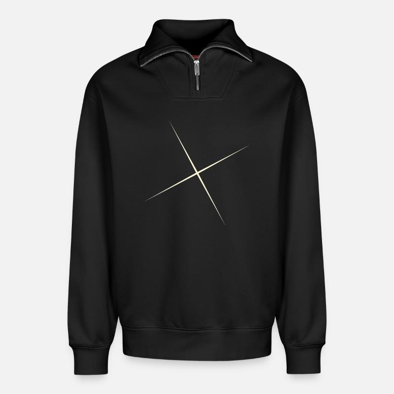 Glanzpunkt / Strahlen Stern - Relaxed Unisex Organic Half Zip Sweatshirt – von SPREAD - Schwarz
