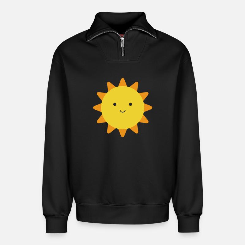 Soleil - Sweat unisexe décontracté en coton biologique à demi-zip – de SPREAD - noir