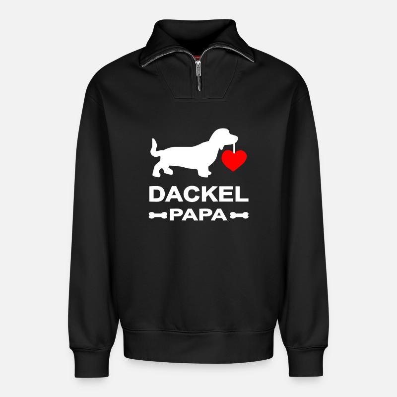 Dachshund - Relaxed Unisex Organic Half Zip Sweatshirt – by SPREAD - black