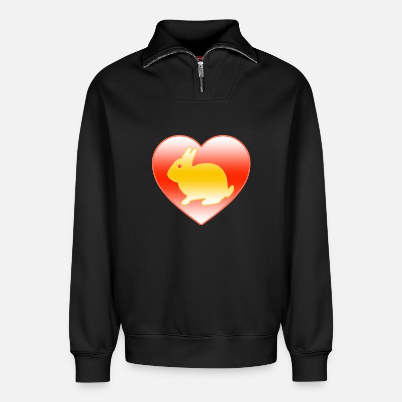 Kaninchen - Relaxed Unisex Organic Half Zip Sweatshirt – von SPREAD - Schwarz