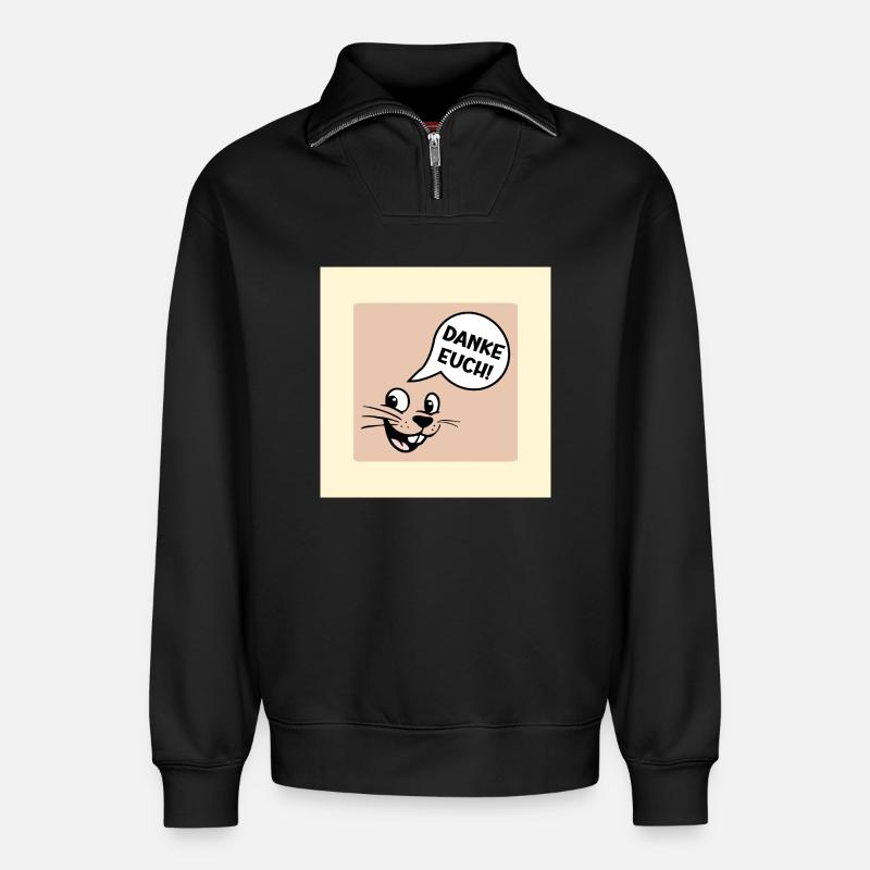 Danke Euch Abschied - Relaxed Unisex Organic Half Zip Sweatshirt – von SPREAD - Schwarz