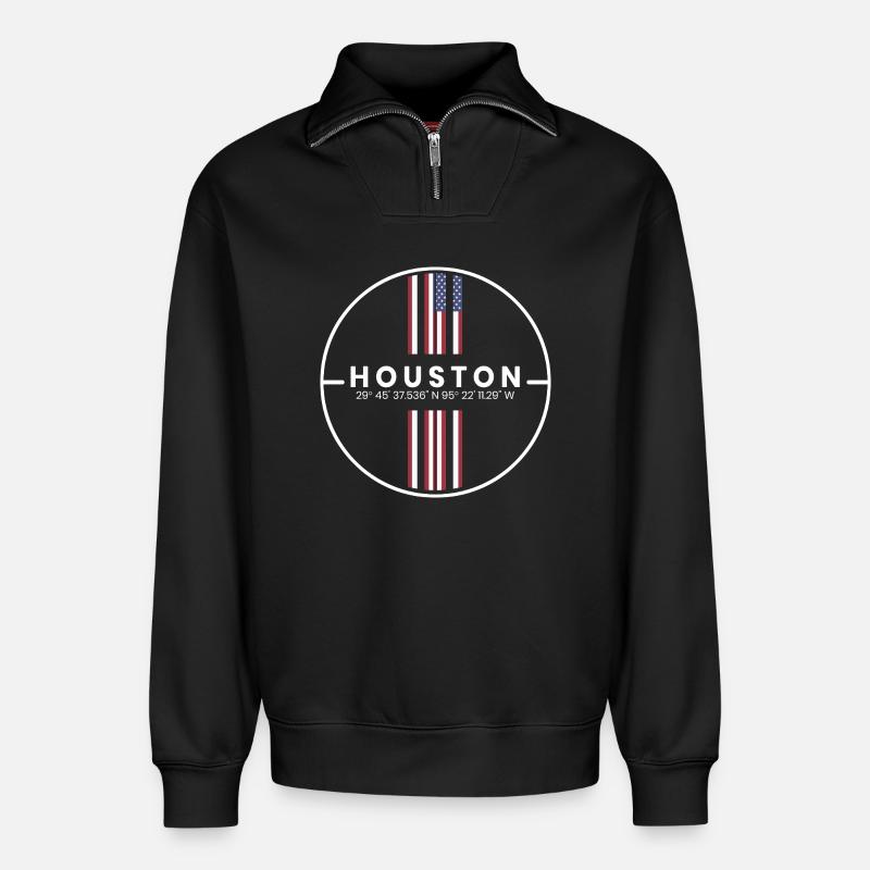 Coordonnées de Houston - Sweat unisexe décontracté en coton biologique à demi-zip – de SPREAD - noir