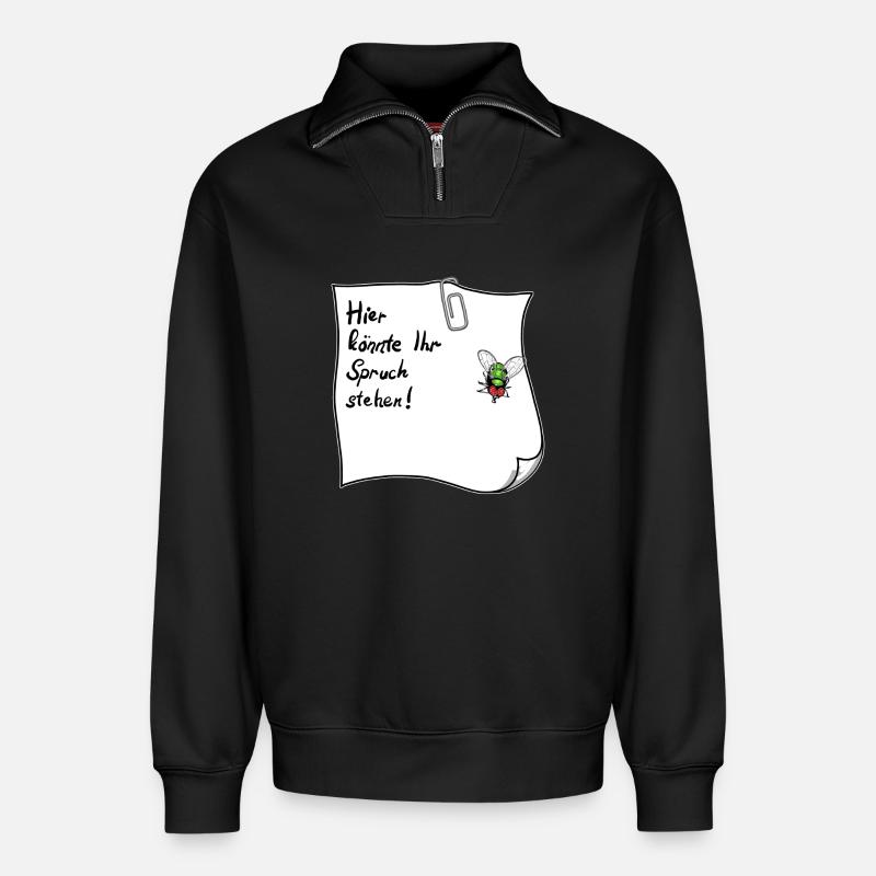 Notes – This could be your saying - Relaxed Unisex Organic Half Zip Sweatshirt – by SPREAD - black