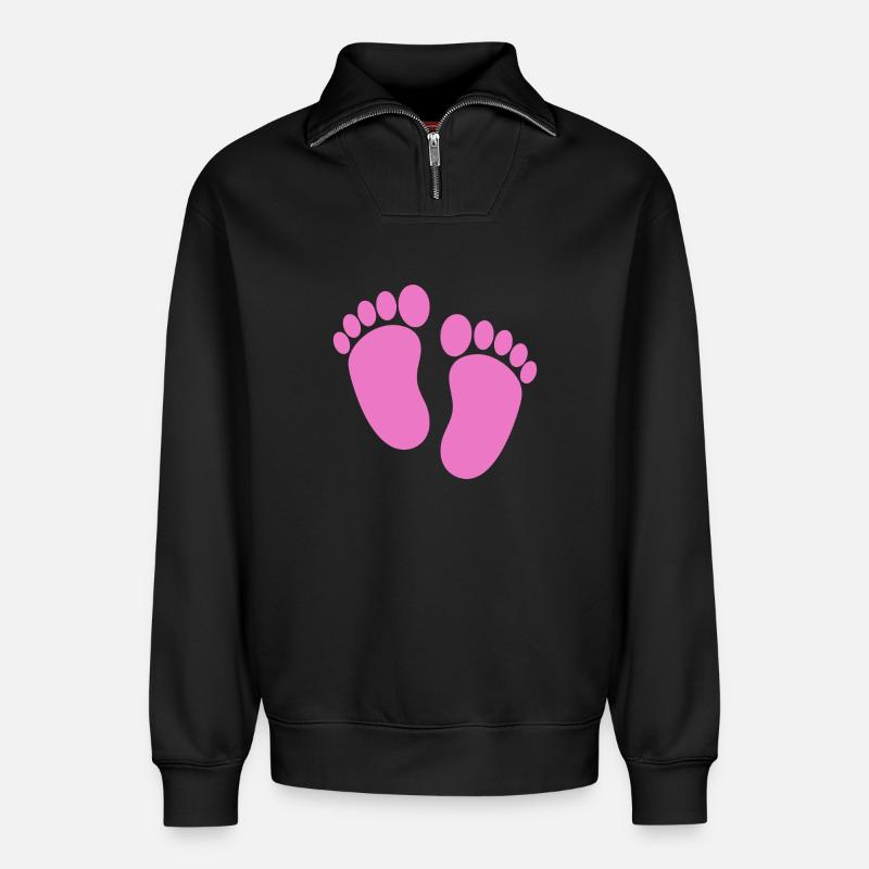 Pieds de bébé - Sweat unisexe décontracté en coton biologique à demi-zip – de SPREAD - noir