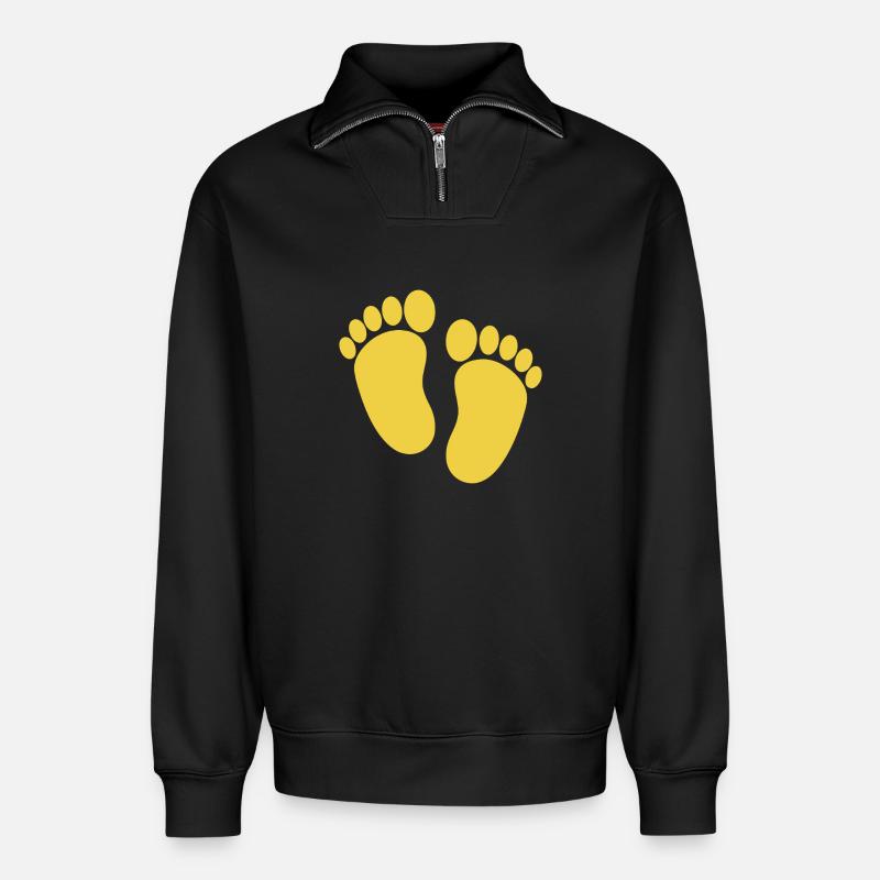 Pieds de bébé - Sweat unisexe décontracté en coton biologique à demi-zip – de SPREAD - noir