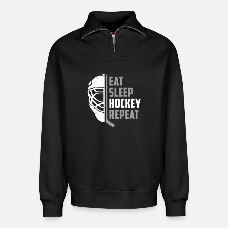 Hockey - Relaxed Unisex Organic Half Zip Sweatshirt – von SPREAD - Schwarz