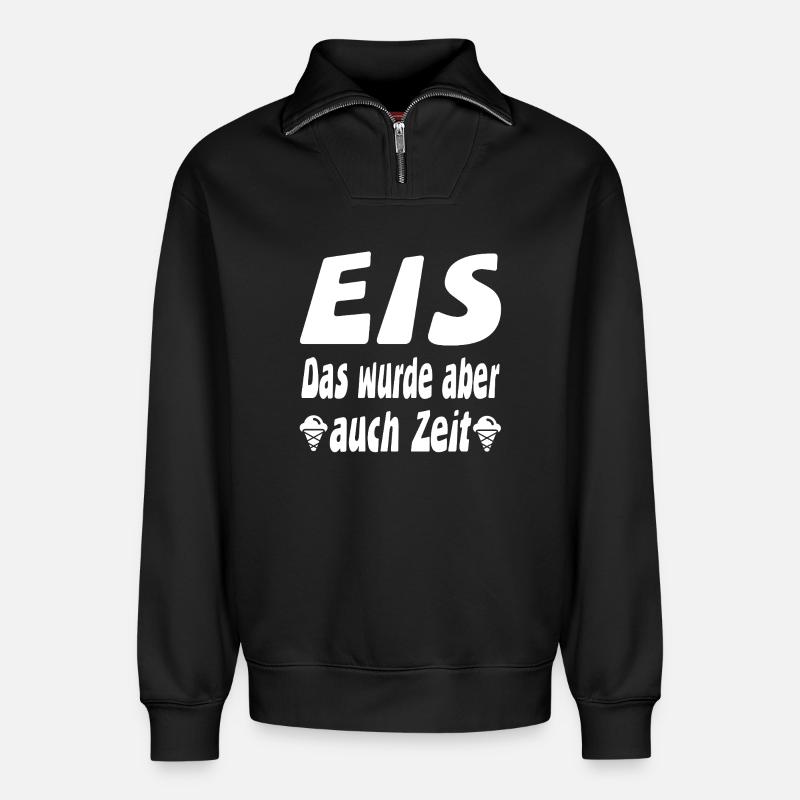 Eis - Relaxed Unisex Organic Half Zip Sweatshirt – by SPREAD - black