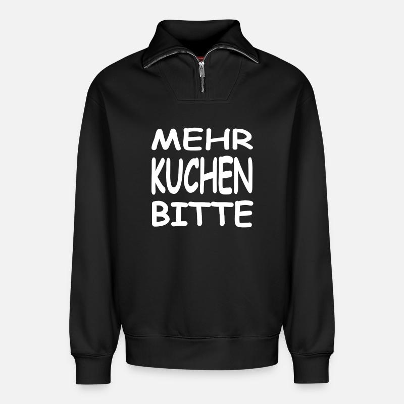 Kuchen - Relaxed Unisex Organic Half Zip Sweatshirt – von SPREAD - Schwarz