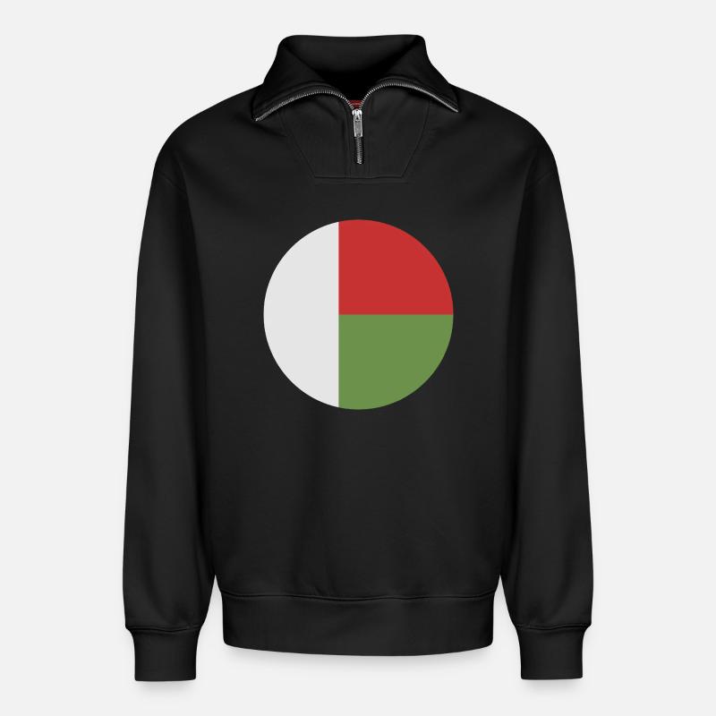 Runde Madagaskar-Flagge - Relaxed Unisex Organic Half Zip Sweatshirt – von SPREAD - Schwarz