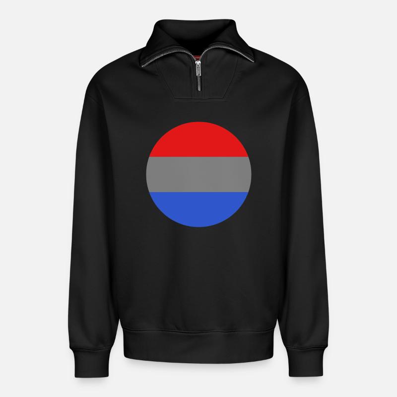Drapeau rond du Luxembourg - Sweat unisexe décontracté en coton biologique à demi-zip – de SPREAD - noir