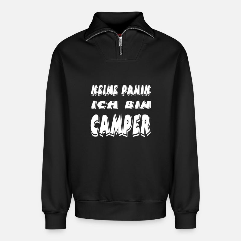 Camper - Relaxed Unisex Organic Half Zip Sweatshirt – von SPREAD - Schwarz